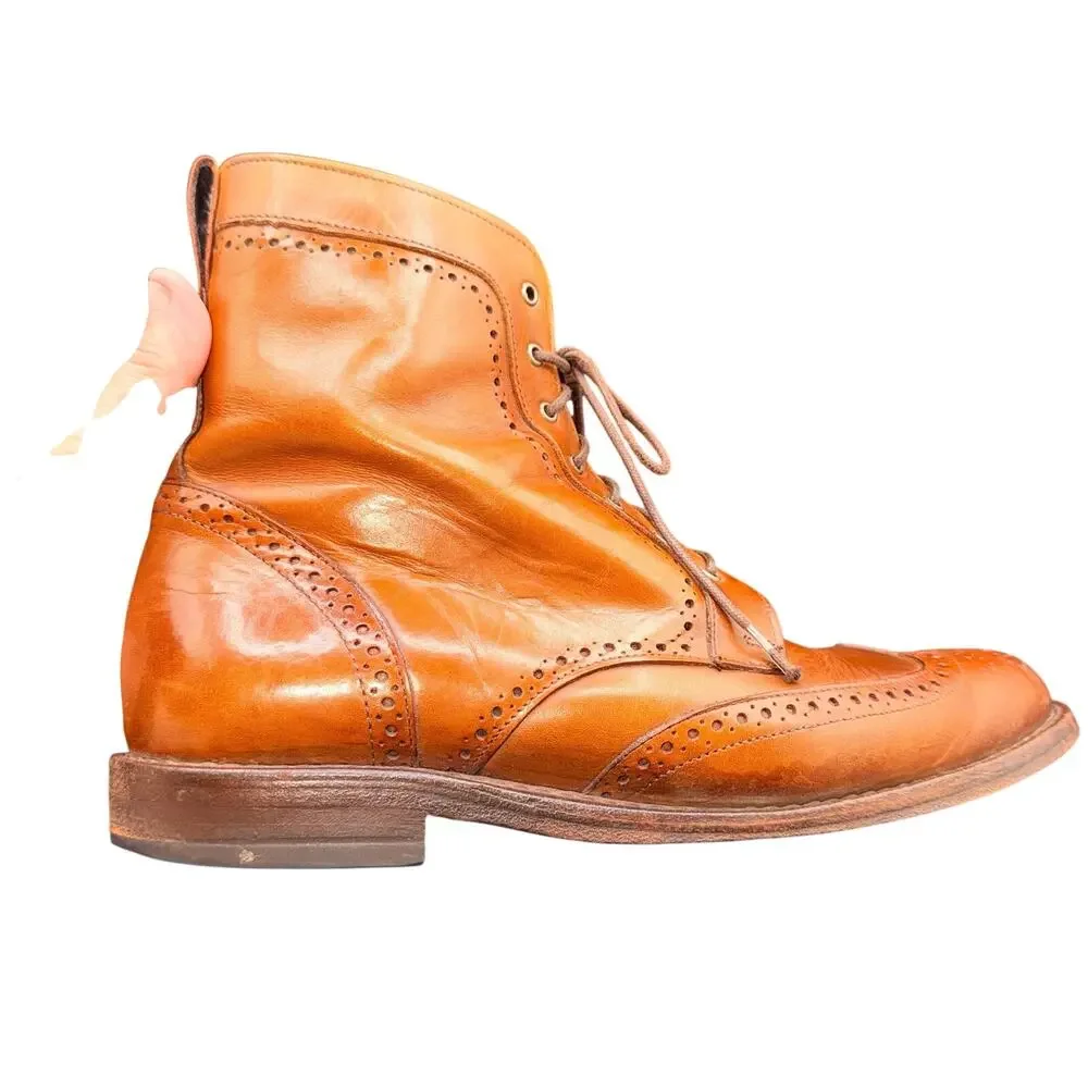 Allen Edmonds Dalton Walnut Leather Wingtip Brogue Boots Men’s 10 D